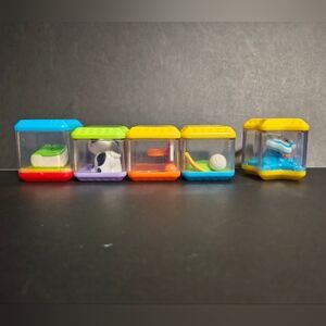 Fisher Price Peek A Boo Blocks Lot Of 5 Sensory Cubes Star Sports